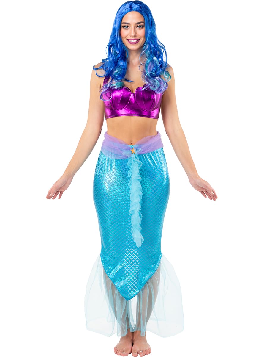 Funidelia | Mermaid Tail for Woman Mythology - Costume for Adults Accessory Fancy Dress & Props for Halloween, Carnival & Parties - Size XS - Blue