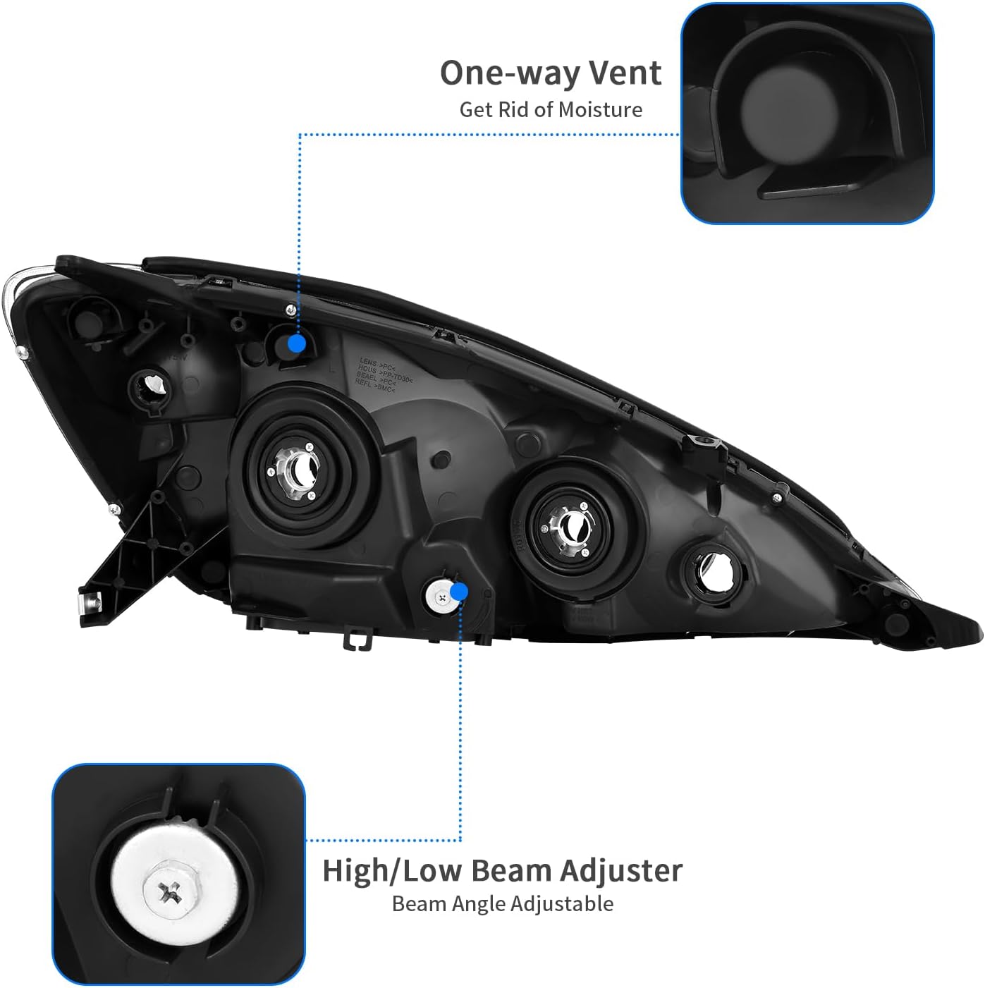 DWVO Headlight Assembly Compatible with 2006-2010 Sienna 2006 2007 2008 2009 2010 Replacement Headlamp Chrome Housing Left and Right Set