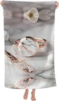 White Marble Rose Gold Pattern Ultra Fine Fiber Absorbent Bath Towel32 X 52in,Highly Absorbent Dry Quickly Bath Sheet,Soft Large