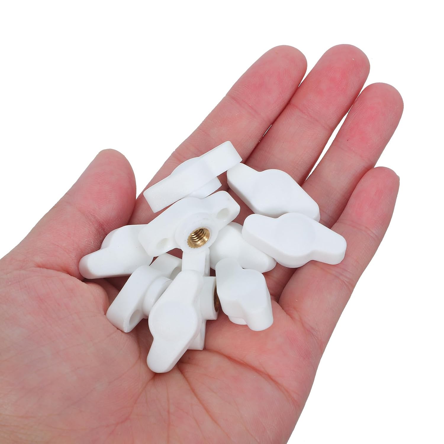 30pcs M5 Wing Knobs, Threaded Clamping Handles for T Track & Table Saw Accessories, Featherboard, Woodworking Jigs, Router Table, Drill Press White