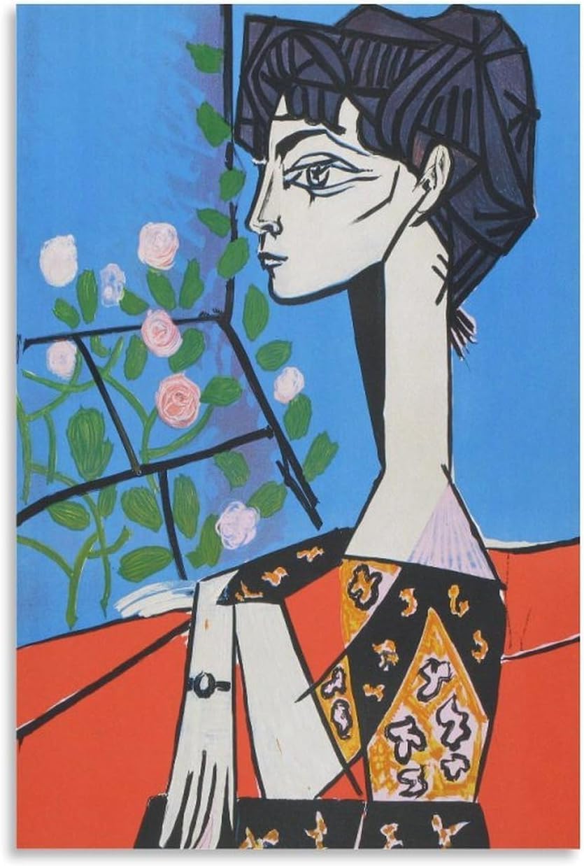 Waeta Rnvzx Pablo Picasso Poster Jacqueline with Flowers Canvas Painting Modern Abstract Wall Art Pablo Picasso Prints For Home Decor Picture 40x60cm No Frame