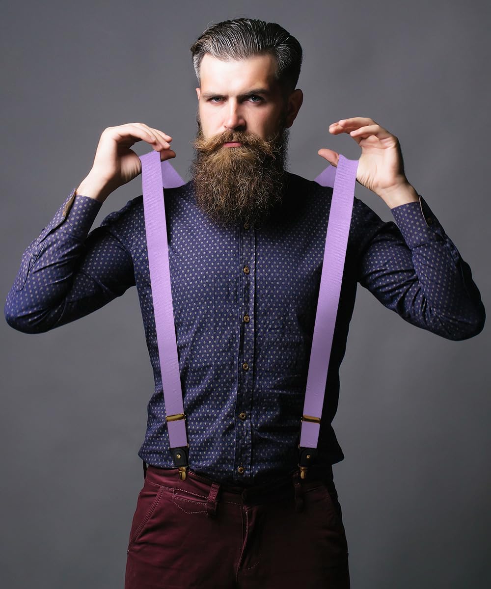Convertible Suspenders with Interchangeable Clip & Button End Styles, Elastic Y-Back