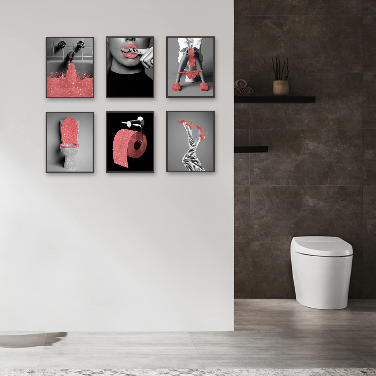 Luodroduo Set di 6 stampe artistiche da parete alla moda per il bagno