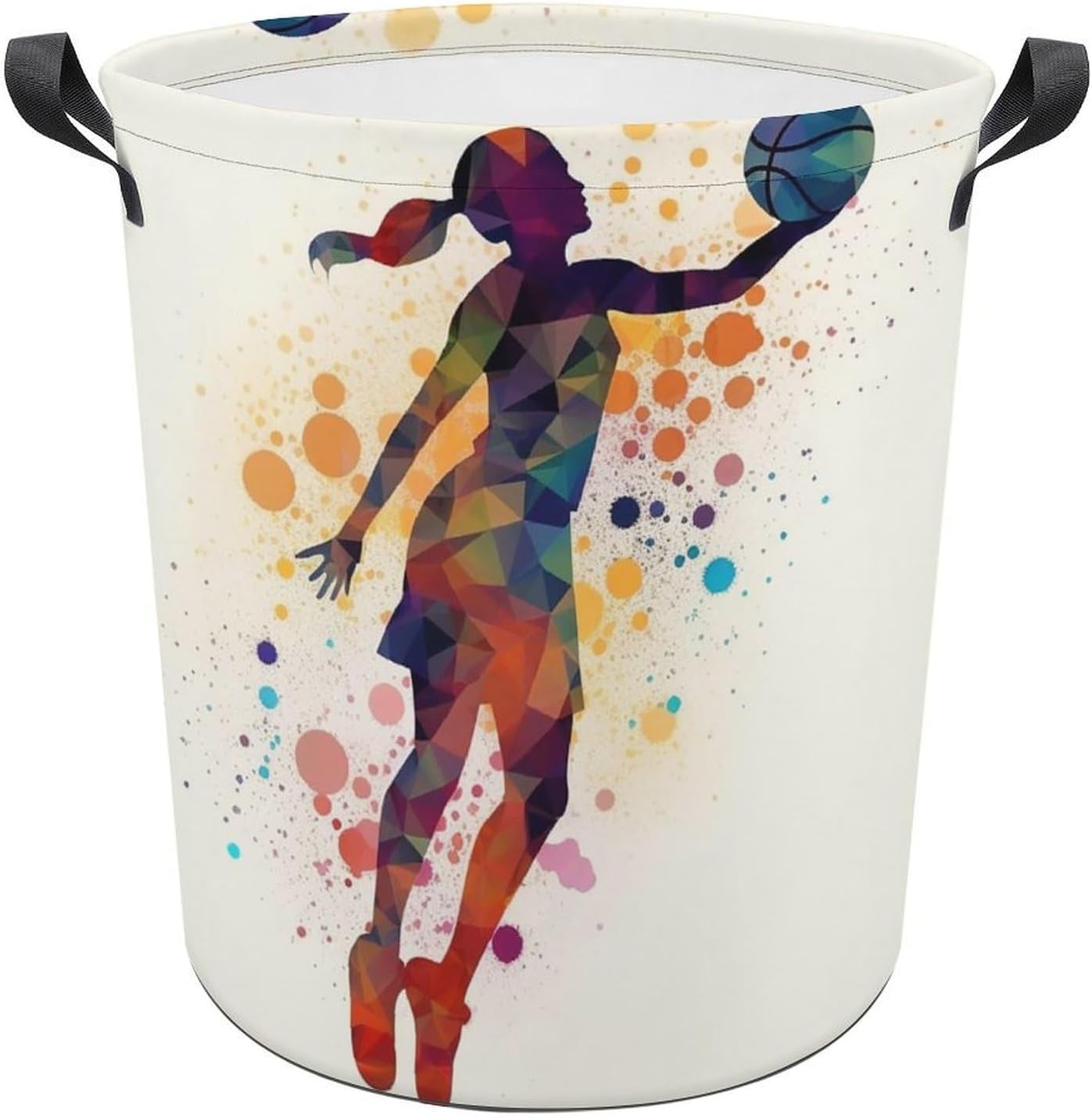 Basketball Pattern Laundry Basket Foldable Oxford Cloth Laundry Hamper Tote Bag Clothes Toy Storage Bucket For Bathroom Laundry Bedroom 44x35cm