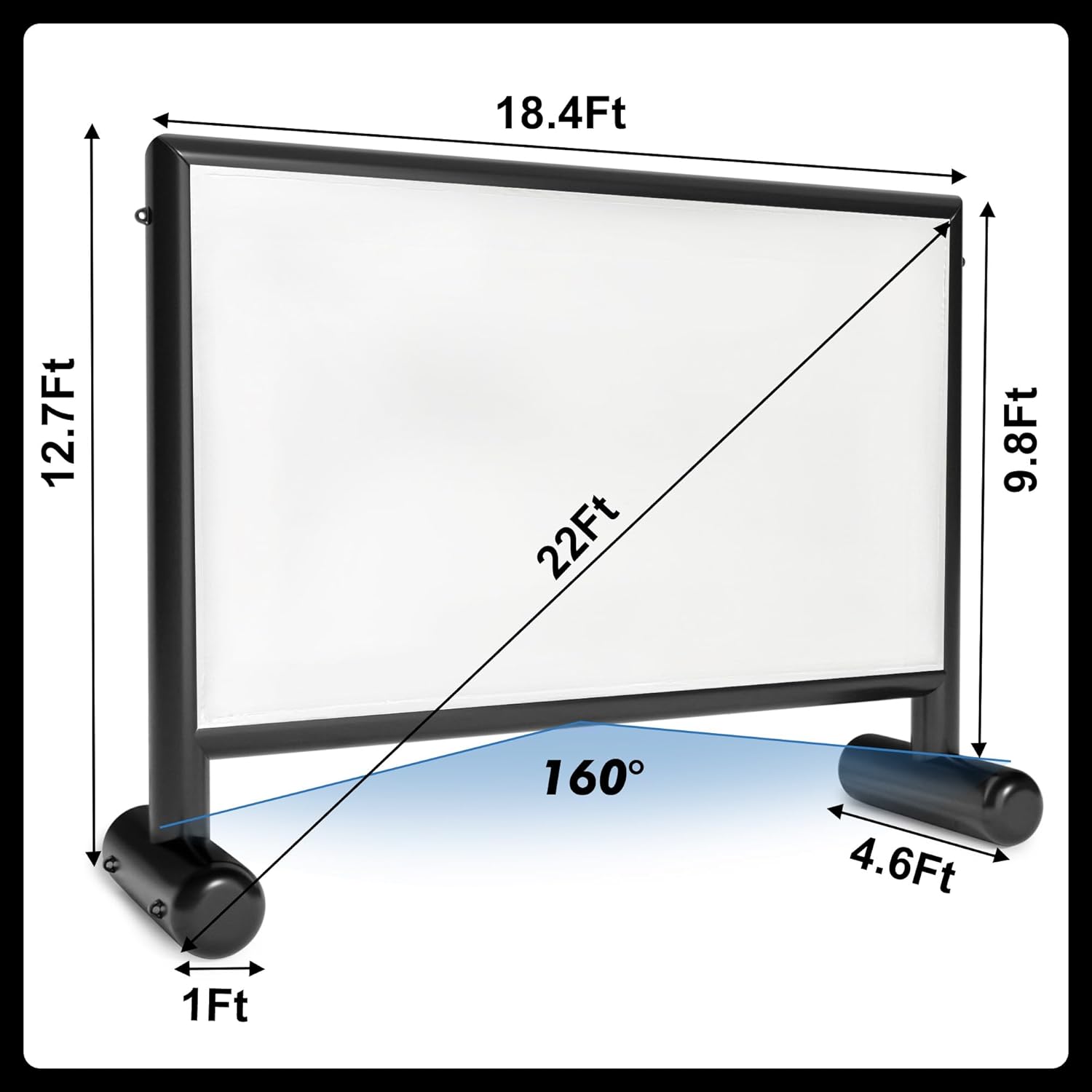 Inflatable Projector Screen, 22ft PVC Upgraded Inflatable Movie Screen Outdoor Airtight Design with High Power Air Pump for Outdoor/Indoor - Does Not Require Continuous Inflation