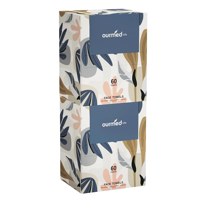 Panos descartáveis para o rosto ourmed life, 20,07 cm x 25,4 cm, 120 unidades