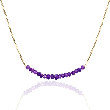 Amethyst Bar Necklaces for Women, 925 Solid Sterling Silver