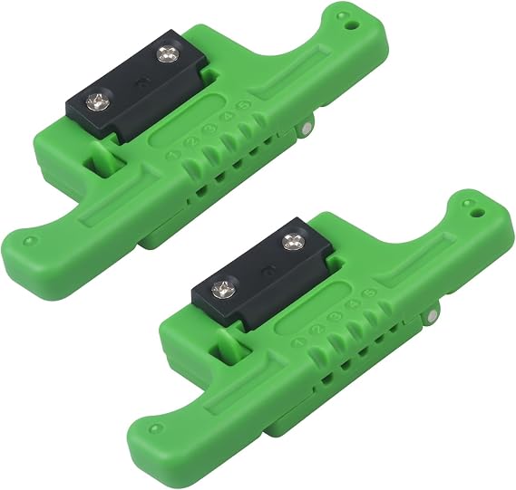 5 Wire Stripper Fiber Optic Ribbon Stripper Portable Longitudinal Safe Cable Splicing Tool for Cutting Crimping, 2pc Green