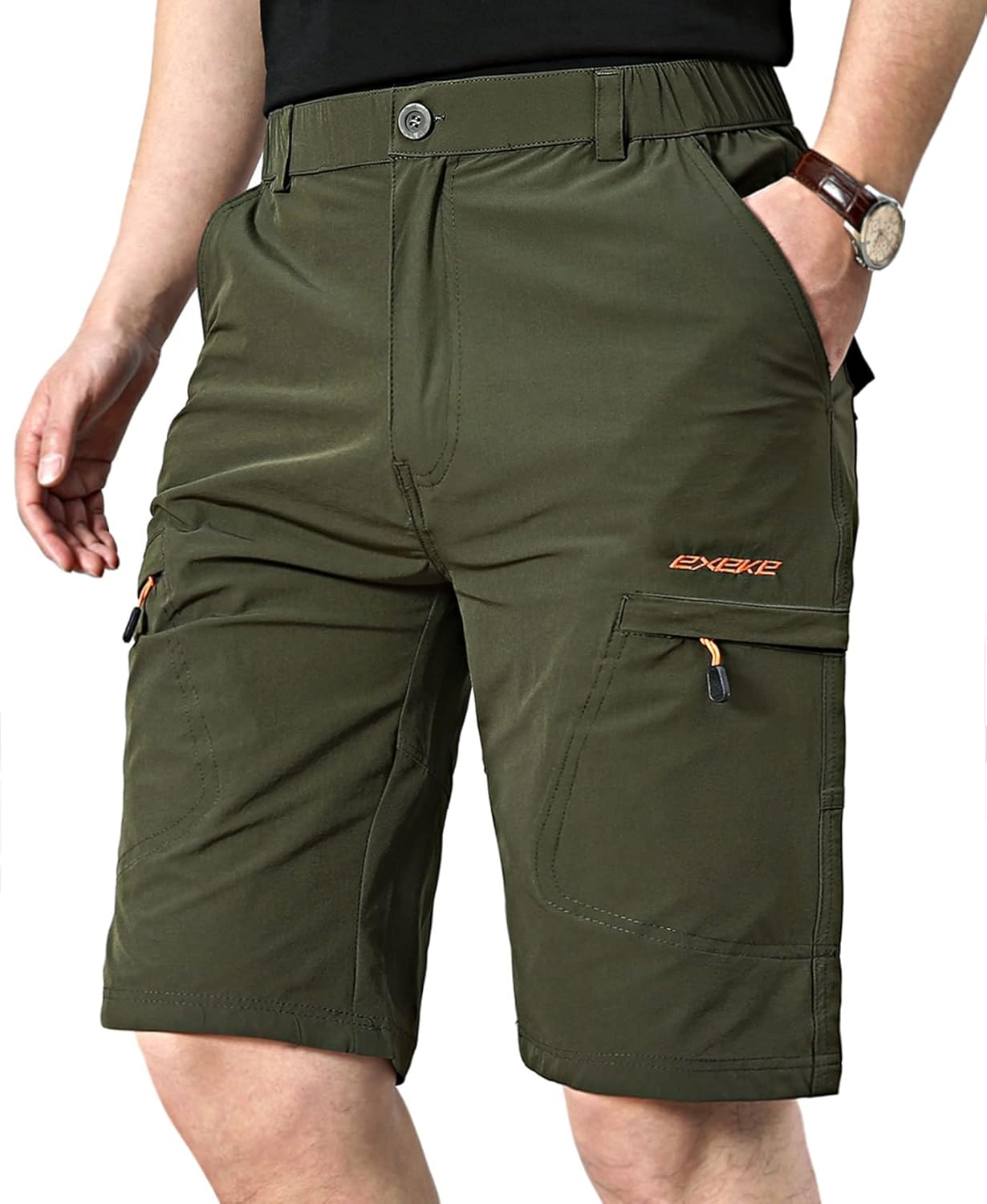 EXEKE Men's Lightweight Hiking Shorts Stretch Quick Dry Cargo Shorts with Multi Pocket - Image 2