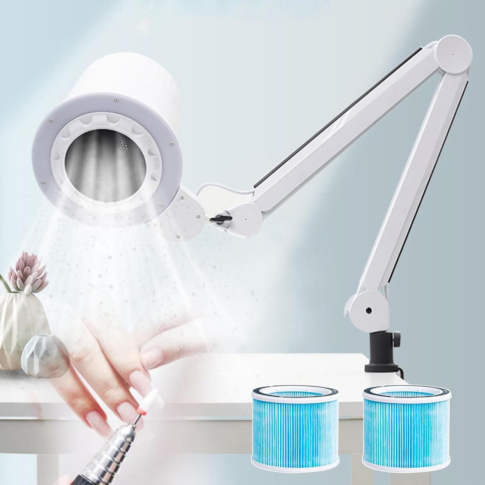 Collecteur de poussière de Ongles Professionnels avec Filtre réutilisable - Vaim des Ongles à Faible Bruit et à Forte Aspiration pour la pédicure de manucure, Salon à Domicile et Utilisation