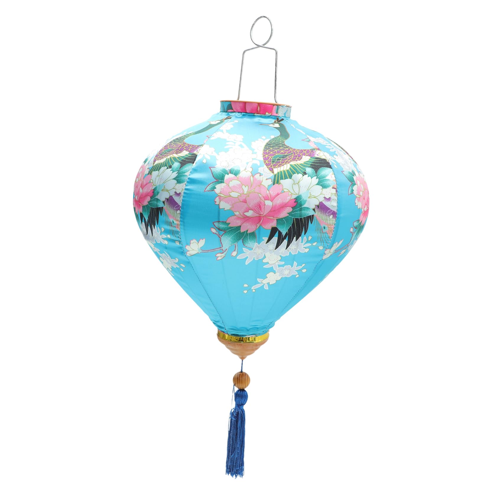 Lanterne chinoise paon 30 cm en soie dorée imperméable pour décoration extérieure de jardin