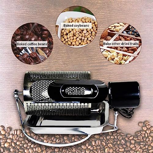 Torrador De Grãos De Café, Torrador Elétrico De Tambor De Aço Inoxidável, Com Janela Visível E Bande