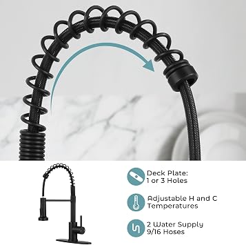Kitchen Faucet with Pull Down Sprayer Matte Black