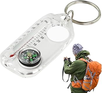 Amazon | コンパス温度計キーホルダー,温度計 キーホルダー,コンパス