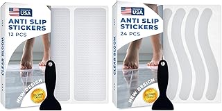 Wide Rectangle and Wavy – Anti-Slip Shower Stickers, 36 PCS Clear Adhesive Safety Strips