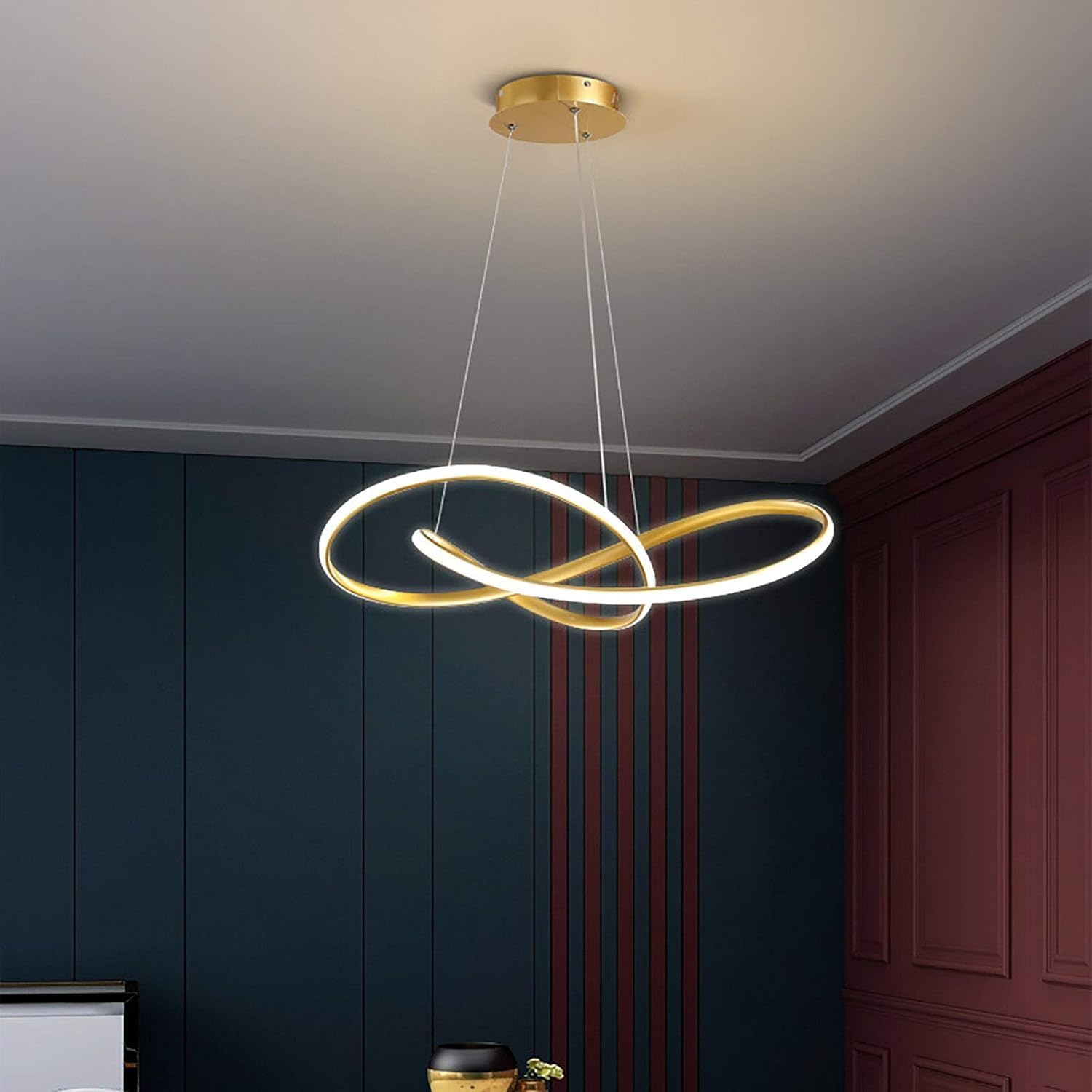SWIATLO Elegant Loop Design LED Chandelier | 3 Different Color Mode | Led Jhoomer Ceiling Lights for Living Room | Led Chandelier Light for Dining Lights | Ceiling Jhoomer for Table-image-44