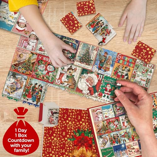 Christmas Advent Calendar Puzzle 1000 Piece for Adult, Christmas Countdown Calendar 2024 Jigsaw Puzzle, Holiday Santa Puzzle for Adult 1000 Piece