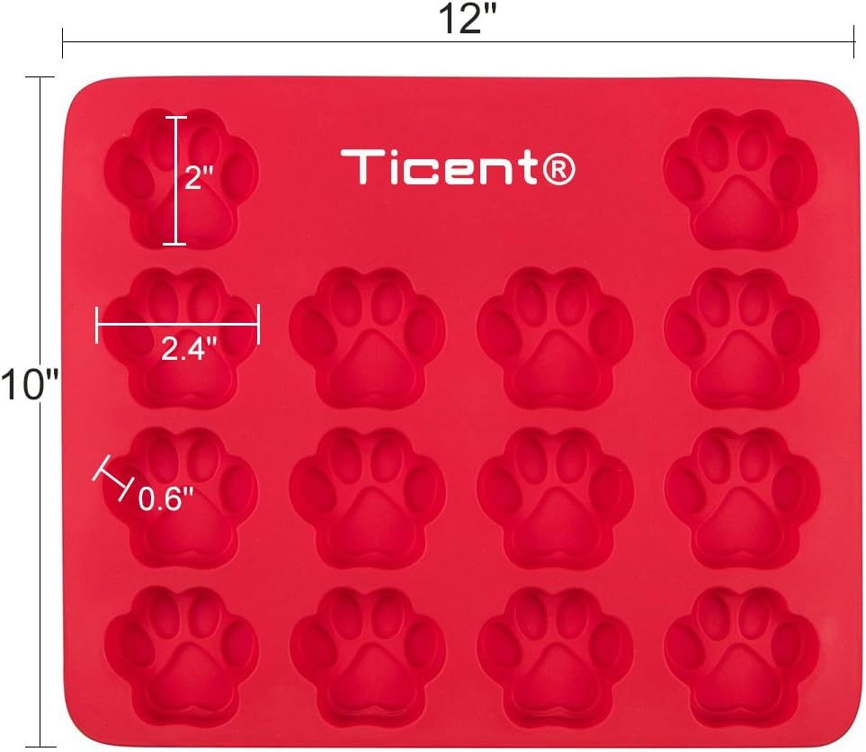 Ticent Dog Birthday Cake Mold Silicone Bones Paws Shape Cake Pan - Dog Treats Baking Molds for Kids, Pets, Dog-lovers Cookie Cutter, 12 by 10 inch