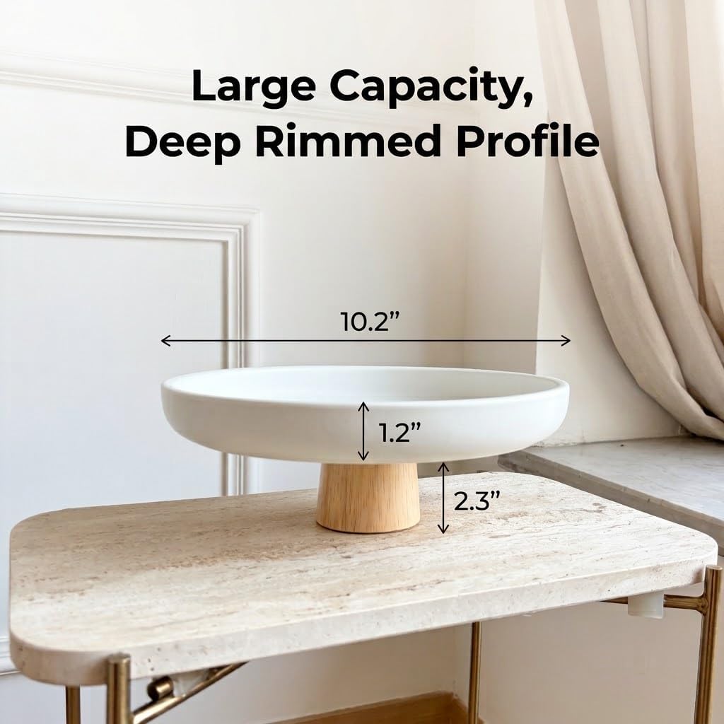 10.2" Ceramic Fruit Bowl for Kitchen Counter, White