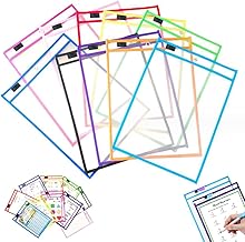 10 Pieces Dry Erase Pockets Transparent Envelopes with Erase Surface A4 Dry Erase Reusable Pockets for Office School Stationery Supplies