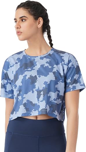 PUMP'D Athleisure Women's Boxy Top for Gym -Lightweight, Anti-Odor, UV Protect, Ultra Soft Seams Cropped Regular Fit |Wome...