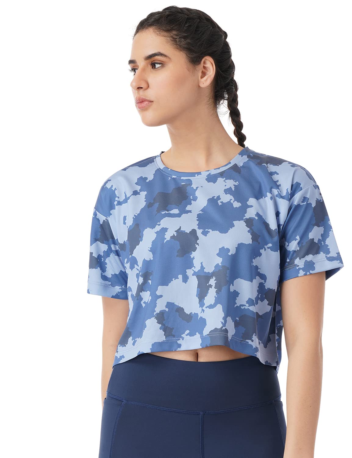 pump'd Athleisure Women's Boxy Top for Gym -Lightweight, Anti-Odor, UV Protect, Ultra Soft Seams Cropped Regular Fit |Women for Training Wear | Workout Quick Dry Gym Wear Running Short T Shirt-picture-25