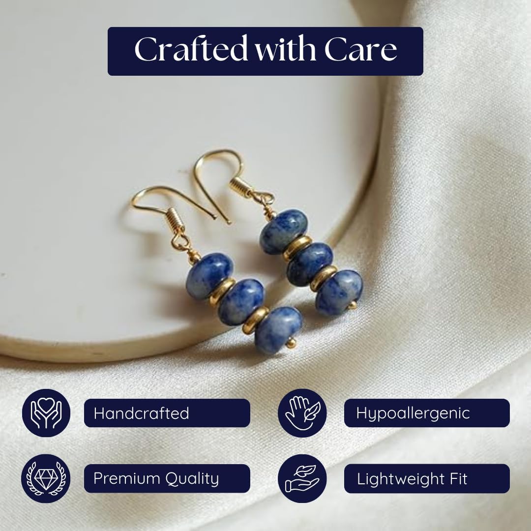 Gempires Lightweight Beaded Earrings Handmade Gemstone Jewelry Hypoallergenic Gold Plated Dangling Earrings For Women - Image 4