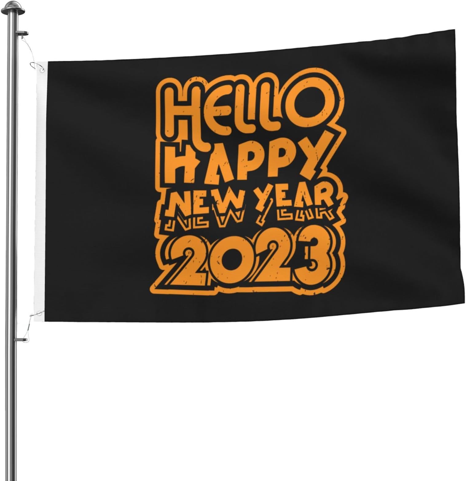 Double Sided Hello Happy New Year 2023 Flag 5x8 FT Outdoor Flags Banners Durable Patio Indoor Decorative Flag Home Party Funny Flags 5by8 Flags