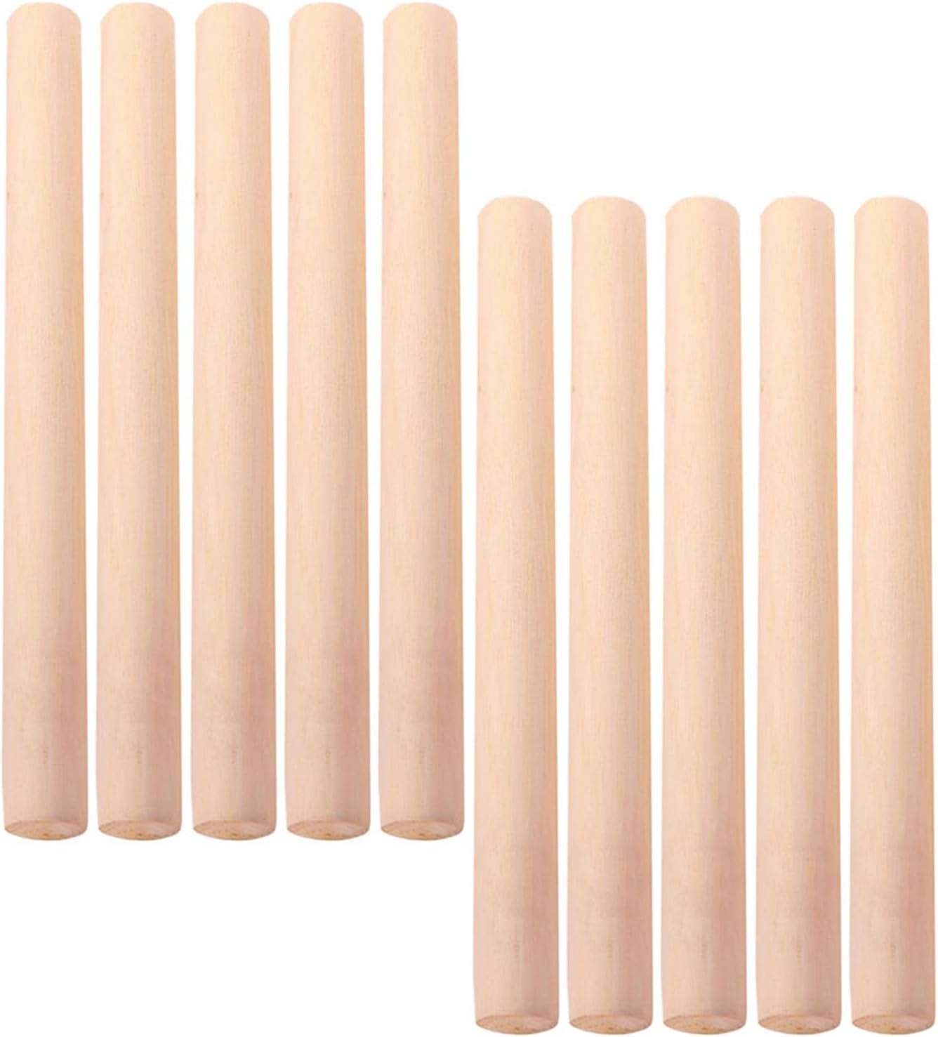 VICASKY 10pcs Wooden Noodles Rolling Pins for Baking Non-burr Surface and Sturdy Wood Material, Dough Rolling Sticks for Cake Shops and Families