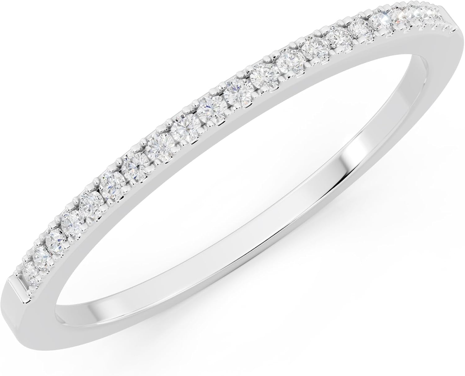 Dazzlingrock Collection 0.08 Cttw Womens Diamond Wedding Band - Real Round Natural White Diamond Minimalist Thin Stackable Ring for Her in 14K Solid Gold