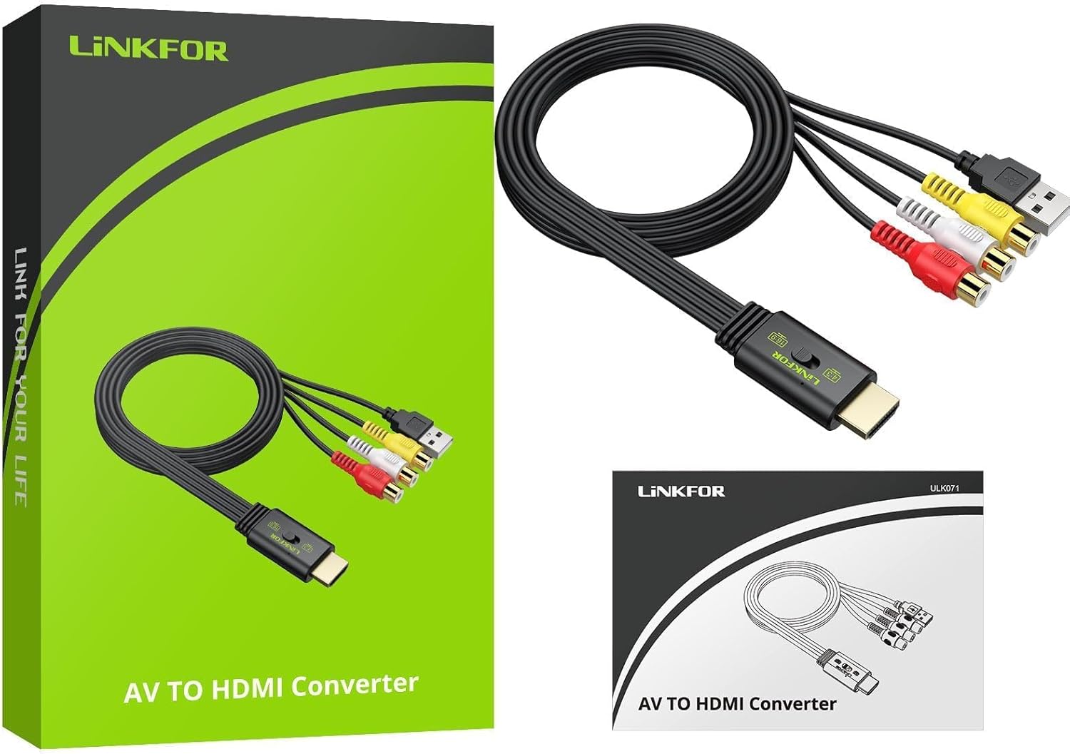 LiNKFOR RCA to HDMI Converter, 1080P AV to HDMI Converter, 16:9/4:3 Conversion Mini Composite CVBS Audio Video Adapter Supports PAL/NTSC for Wii/PS1/PS2/N64 (Female) - Image 9