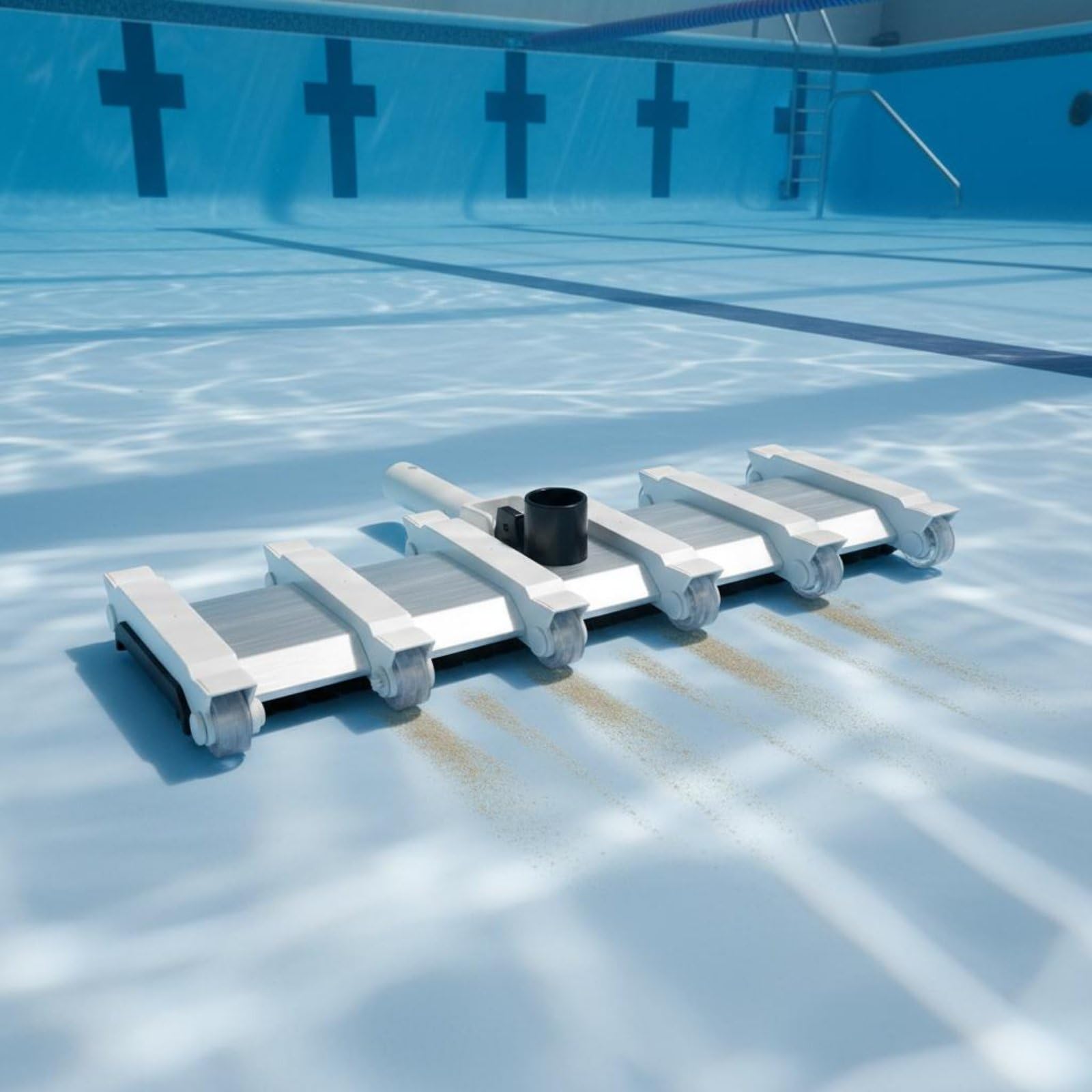 Cepillo Limpiador de Piscinas Aspirador Manual de Suciedad Cerdas Gruesas para Piso y Pared Acceso Flexible Adecuado, Array, Blanco Y Negro, Cabezal De Cepillo De Piscina De 19 Pulgadas