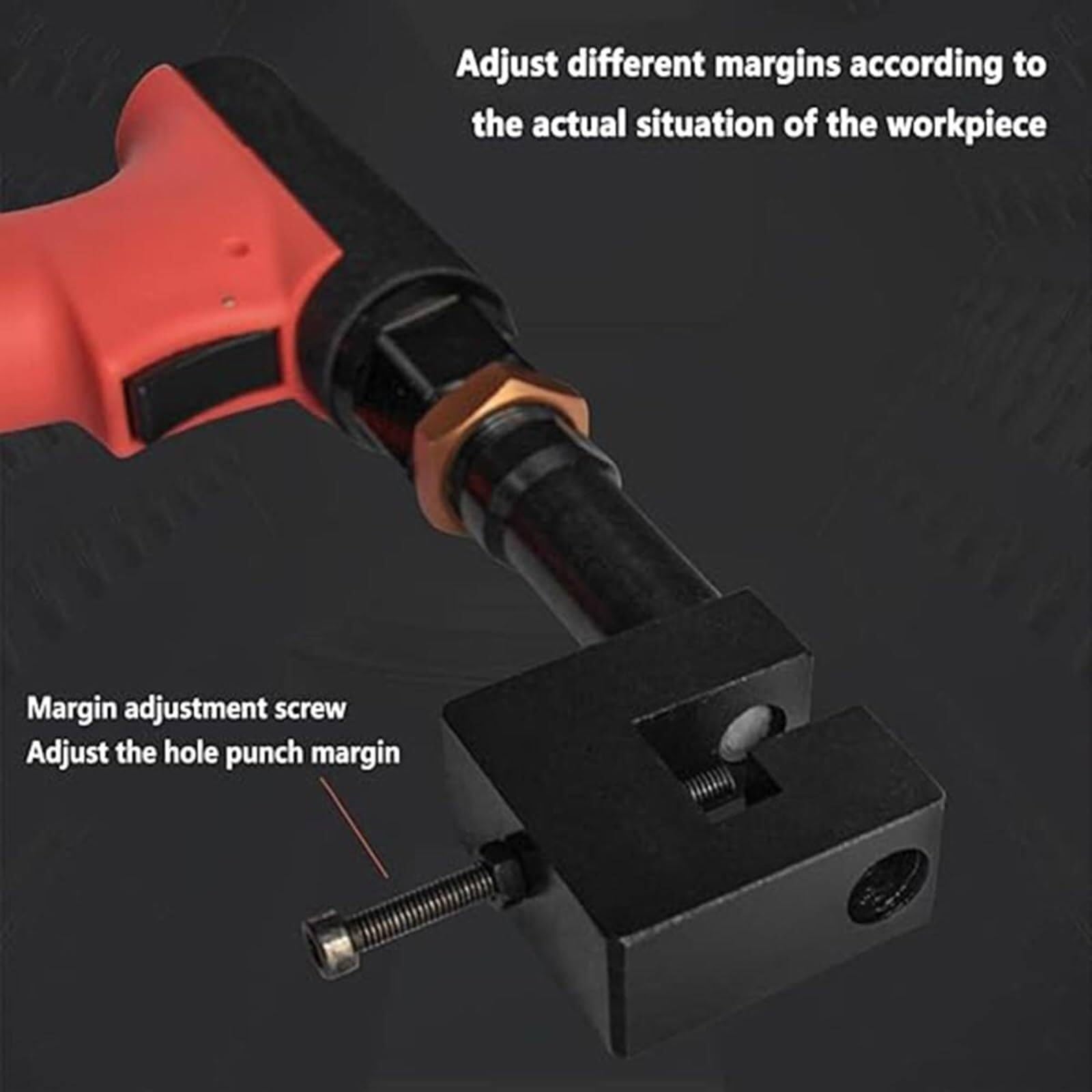 Strumento di apertura pneumatico in metallo, perforatore regolabile da 3,2 a 12,3 mm, con testa rotante a 360°, ideale per fabbrica, ufficio e uso domestico (6 mm)