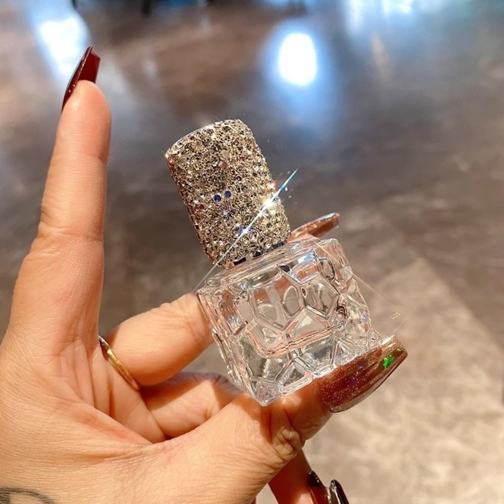 Pusta butelka perfum do wielokrotnego napełniania z kryształkami strasu, podróżna butelka z rozpylaczem na olejki eteryczne, stylowy i przenośny design, idealny dodatek podróżny do zapachów