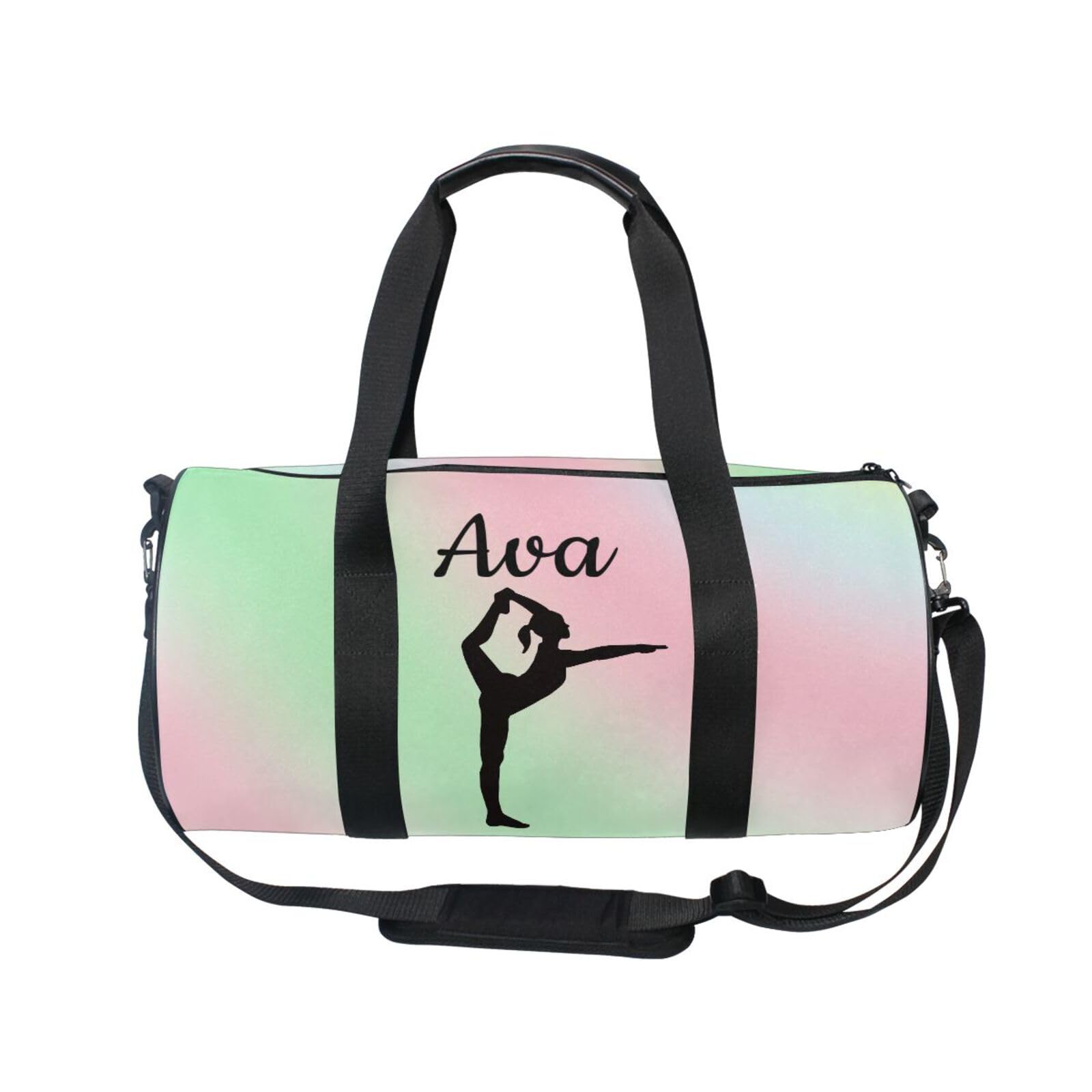 Personalised Gymnastics Bag for Girls Custom Name Kids Gym Bag Gymnastics Green Sky Blue Dance Bags Sport Gymnastics Equipment Storage Customise Gymnastics Gifts for Gymnastics