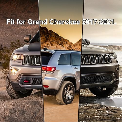 Image of 7PCS Honeycomb Mesh Front Grill Inserts Kits Fit for Jeep Grand Cherokee 2017 2018 2019 2020 2021 Carbon Fiber Style