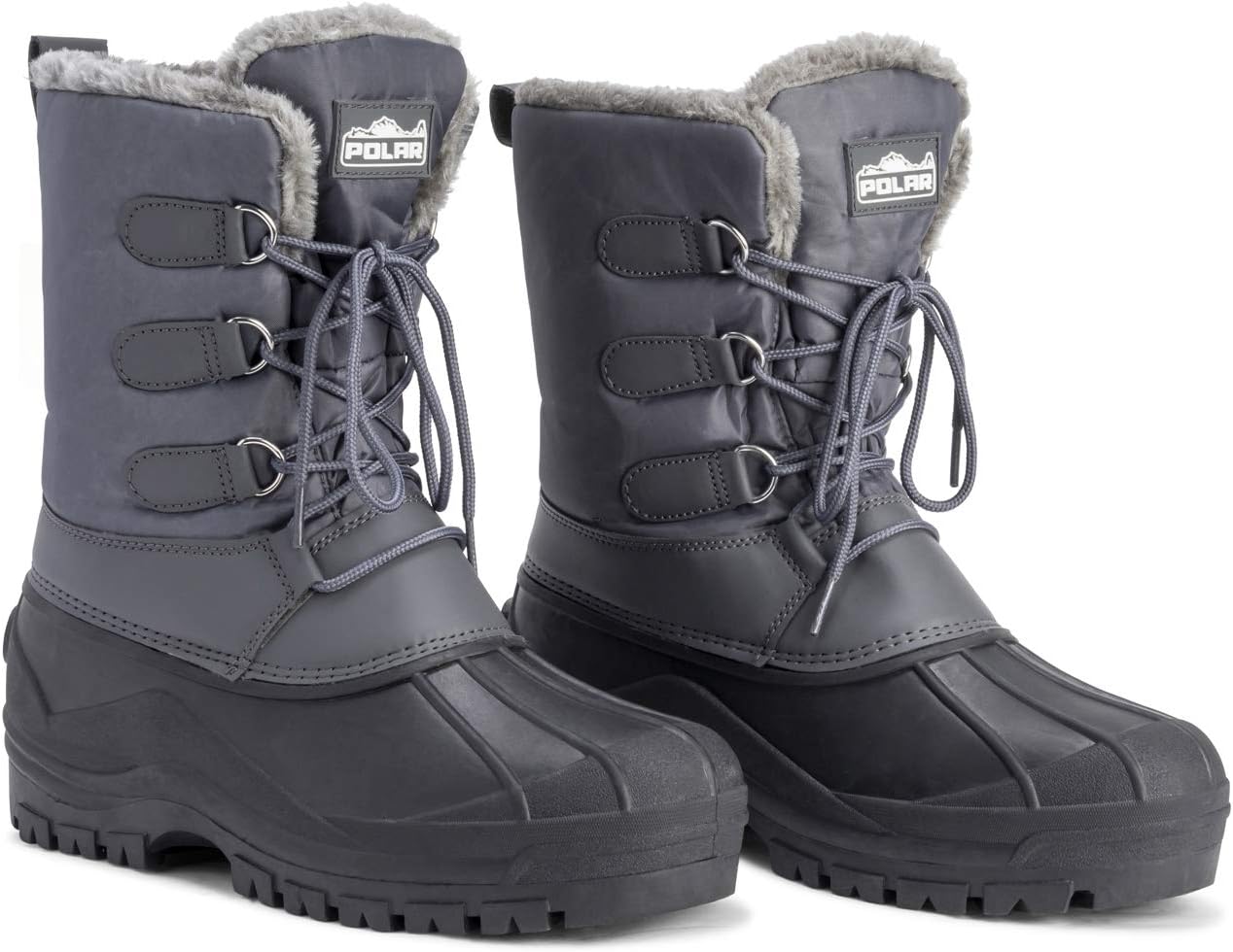 POLAR Mens Muck Lace Up Short Nylon Winter Snow Rain Lace Up Casual Duck Boots - Image 6