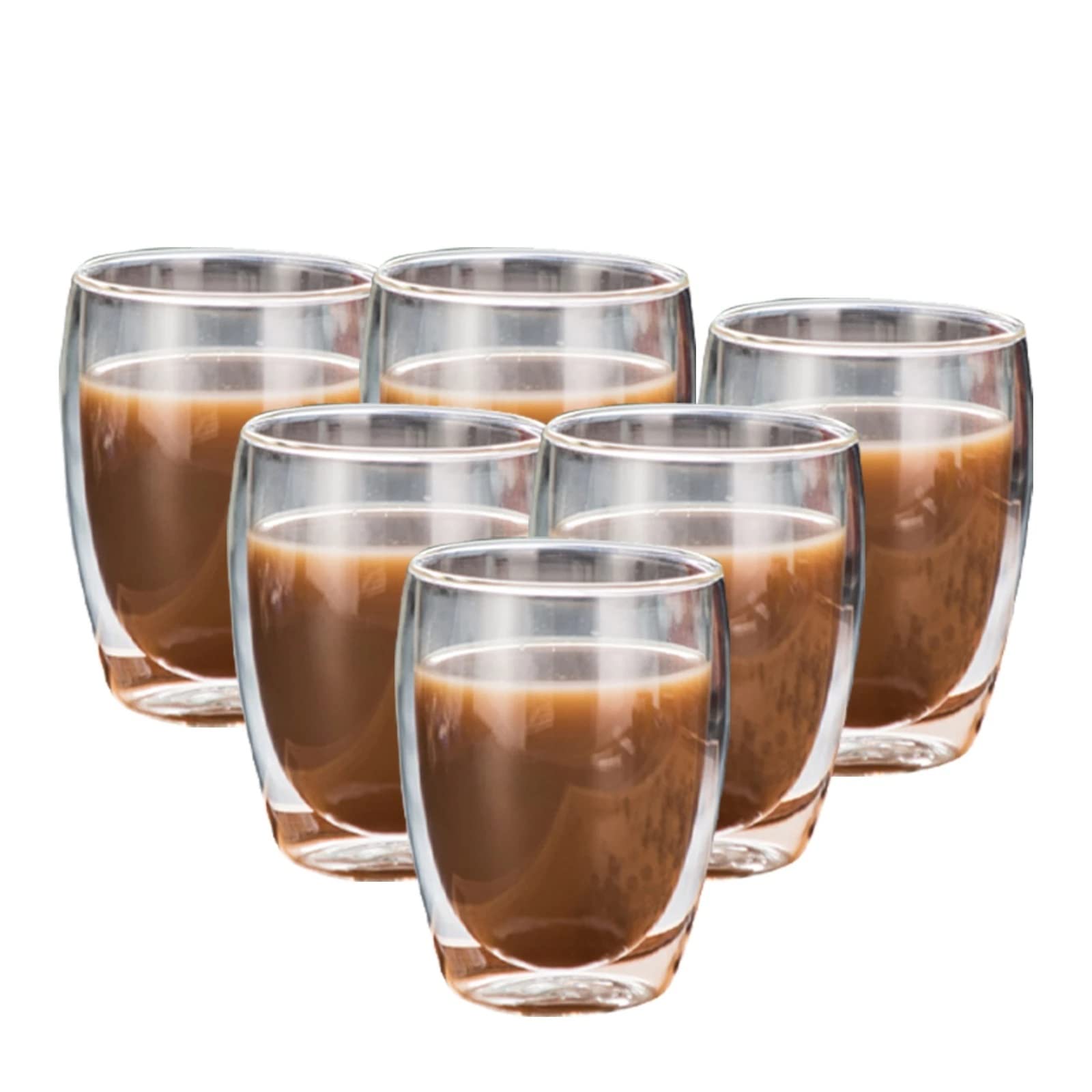 6 Stück 350 ml doppelwandiges Teeglas für Bier, Kaffee, handgefertigt, kreatives Getränk, transparentes Trinkgeschirr (Einheitsgröße) (Einheitsgröße)