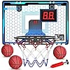 Hoperock indoor mini basketball hoop for kids basketball hoops over the door with led lighting mini hoop with scoreboard 3 balls basketball toys gifts for 5 6 7 8 9 10 11 12 year old boys girls  urban country home decor