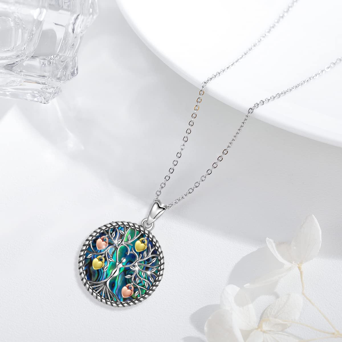 Eusense Colgante Árbol de la Vida, Collar Familia Plata 925, Regalo Joyería para Mujer Niñas