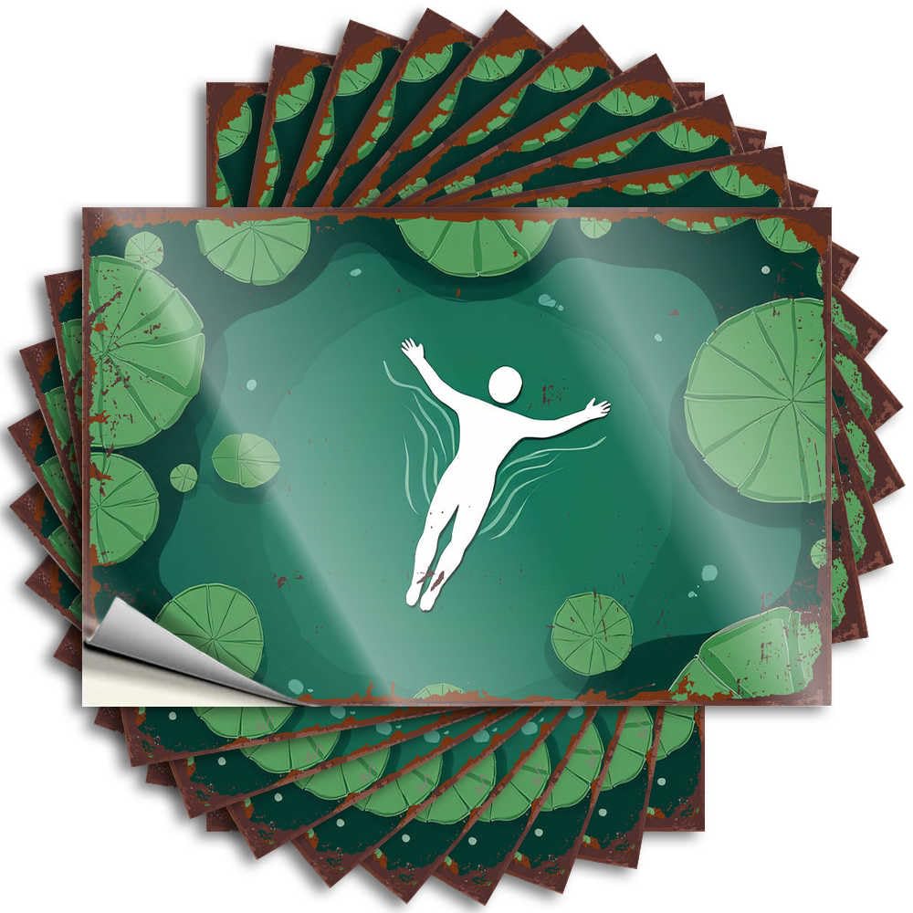 Fzfn Colour Space Water Sticker - Floating Serenity: A Person Drifting In A Lily Pond Fun Durable Sticker Easy Apply For Teacher Decor(12X18cm)