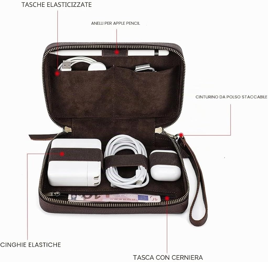 Borsa organizer per cavi da viaggio, organizer da viaggio per elettronica portatile, custodia tecnologica, custodia universale per cavi e gadget da viaggio, custodia per cavi, power bank, auricolari Borsa organizer per cavi da viaggio, organizer da viaggio per elettronica portatile, custodia tecnologica, custodia universale per cavi e gadget da viaggio, custodia per cavi, power bank, auricolari