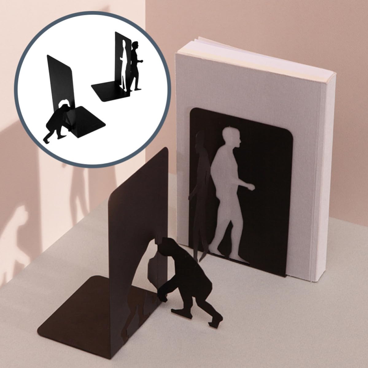 GLEAVI Supporto per Libri in Ferro Nero Moderno, Fermalibri Decorativo per Mensole e Scrivania, Organizza Libri e Riviste in Ufficio o Studio Stile Semplice