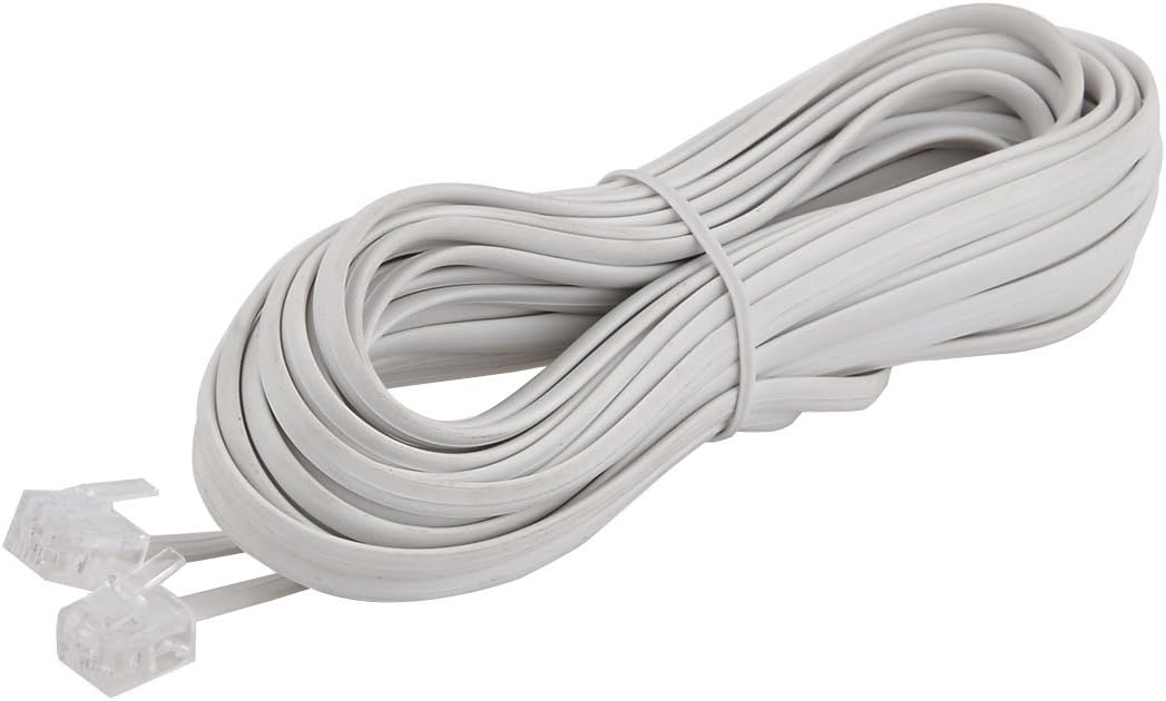 Uxcell 6P2C RJ11 Plug 10M Long Telephone Extension Cable