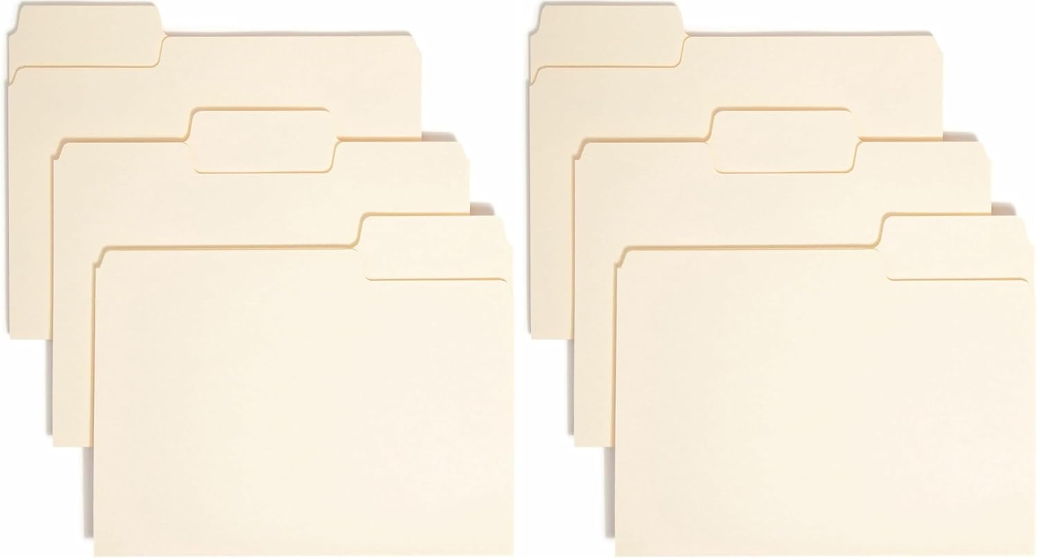 Smead SuperTab File Folder, Oversized 1/3-Cut Tab, Letter Size, Manila, 100 Per Box (10301) (Pack of 2)