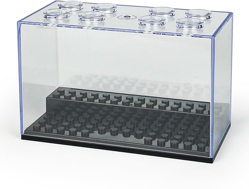 Display Case Fits for Minifigures, Clear Mini-Figures Display Boxes for Lego, Stackable Dustproof Storage Container with 2 Steps for Collectible Figurines, Fit for Lego Lovers