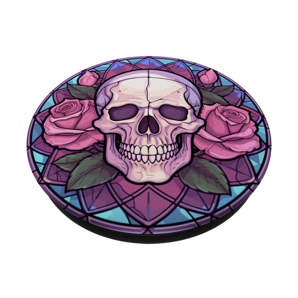 Gothic Unicorn Skull Purple Flower Floral Punk Girl Goth PopSockets Adhesive PopGrip