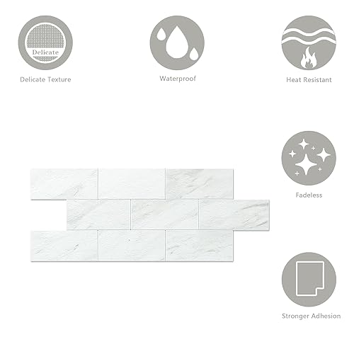 Miniatura 6 de KASARO Azulejos de pared para cocina, azulejos de mosaico de PVC adhesivos de metro, 20 hojas, azulejos decorativos para salpicaduras en el baño,