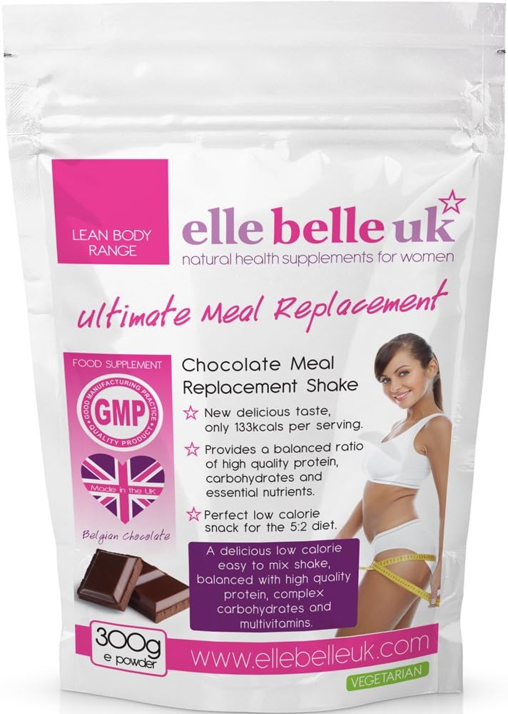 Ultimate Meal Replacement Shake For Women - Delicious Chocolate Flavoured Low Calorie Slim Shake - Elle Belle UK - Finally an Easy to Mix, Great Tasting Diet Drink - Perfect Low Fat Slimming Thickshake Balanced With Protein Powder To Satisfy Hunger & Help Strip Fat Fast - Best Taken For Breakfast or Lunch - Ultralean Only 133kcals.