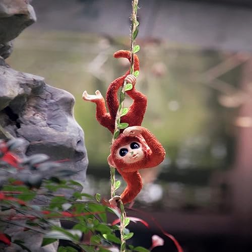 Miniatura 4 de WAYUTO Figura decorativa de mono, estatua de jardín, hamaca colgante decorativa, figuras de animales, linda figura de mono de resina, divertida